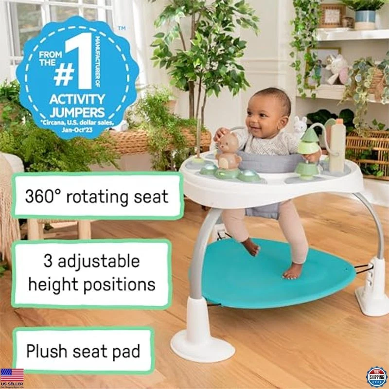 Ingenuity Spring & Sprout 2 en 1 saltador y mesa de actividades con juguetes, primer bosque Foto 3 de 4