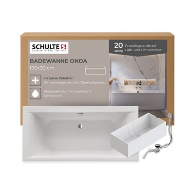 Schulte Badewanne Onda Komplettset inkl. Wannenträger & Ablauf Acryl Weiß