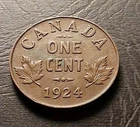 1924 Canada 1 Cent (D10) King George V Canadian Penny Copper Coin Small Cent