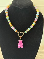 NWT Betsey Johnson Candy Gummy Bear Necklace Pink Gold