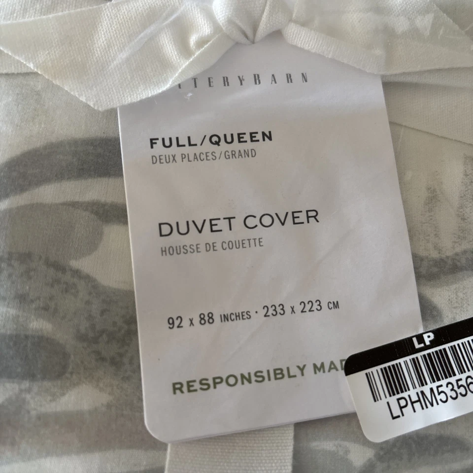 Funda nórdica Pottery Barn ~ coral ~ algodón orgánico ~ neutro ~ reina completa nueva con etiquetas Foto 3 de 4