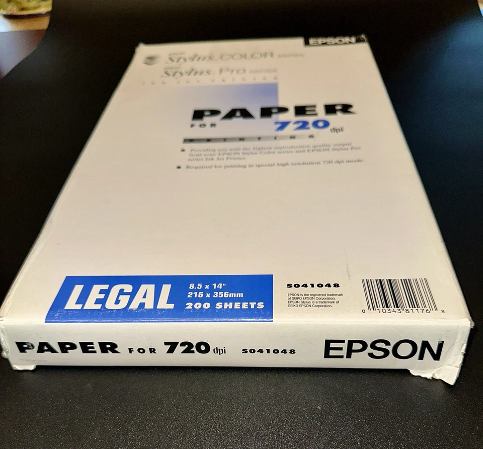 Epson Stylus Color, Pro S041067 Ink Jet Paper for 720 dpi Legal 8.5x14 100 Sheet - Image 2 of 4