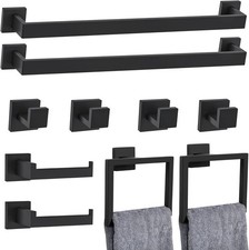 10-Piece Matte Black Stainless Steel Bathroom Hardware Set Towel