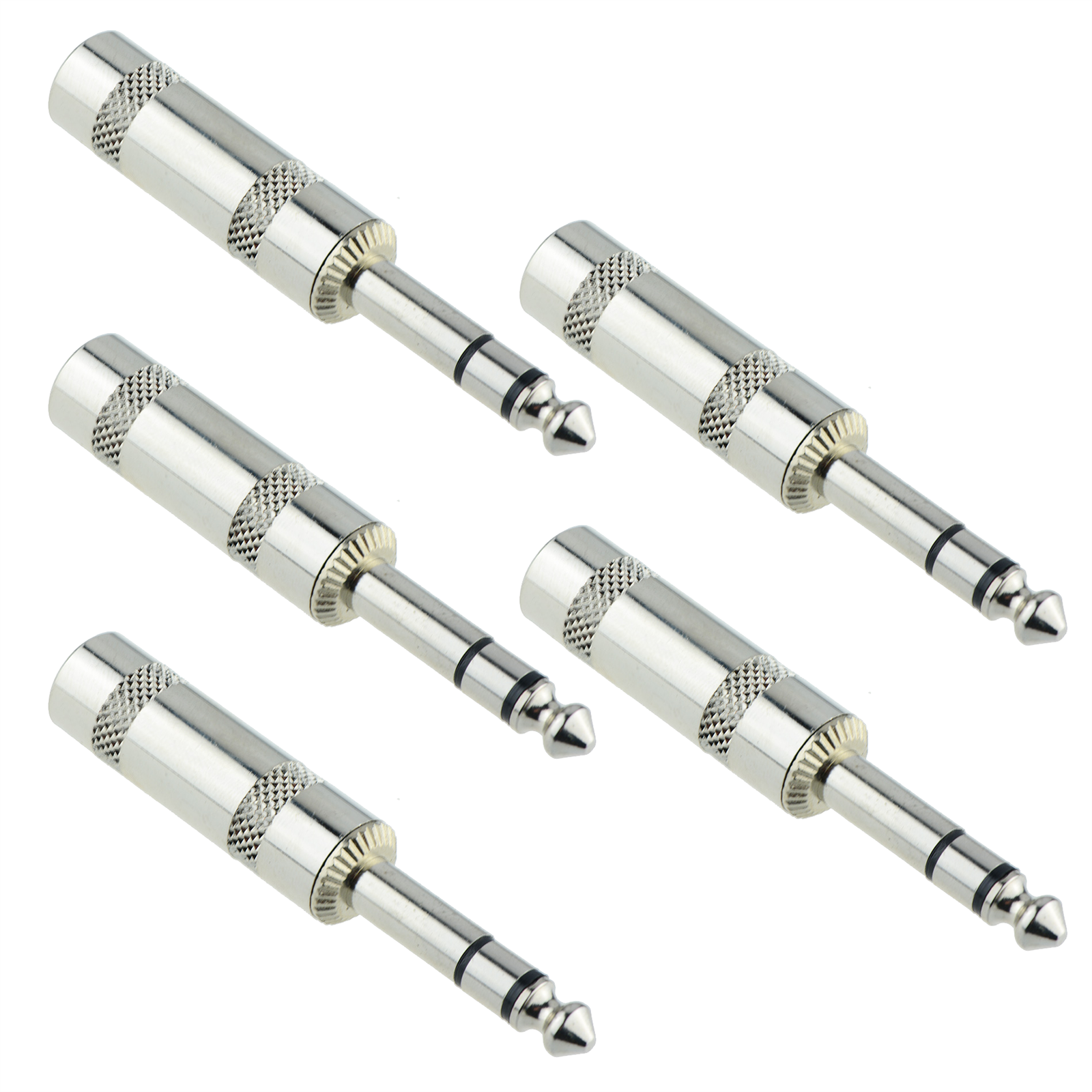 5 x 6.35mm Stereo Jack Metal Plug 3-Pole Audio Connector
