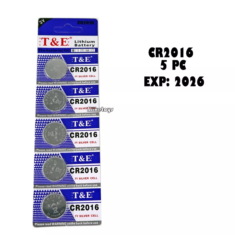 5 PC T&E CR 2016 CR2016 ECR2016 LITHIUM COIN CELL Button Battery