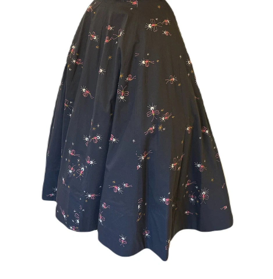Vestido Falda Círculo Gatito Rockabilly Firefly Años 50 De Colección - Gris Oscuro y Rosa Foto 3 de 4
