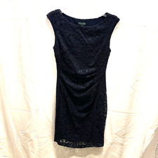 Lauren Ralph Lauren navy lace/sequin sheath dress Women's size 6 party wedding