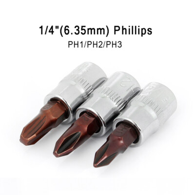 35mm Phillips Cross Screwdriver Bits PH1 PH2 PH3 Driver Bit 1/4'' Square Driver