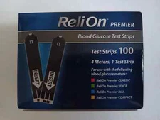 ReliOn Premier Diabetic Blood Glucose Test Strips 100ct Exp 03/2026+ New