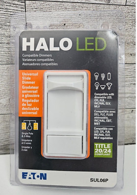 Eaton HALO LED Universal Slide Dimmer White Single Pole & Three-Way SUL06P
