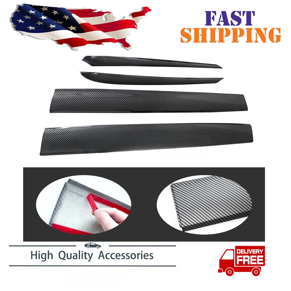 4PCS Trim Dashboard Cover Wrap & Front Door Inner Armrest Panel For Tesla 3/Y Foto 2 de 4