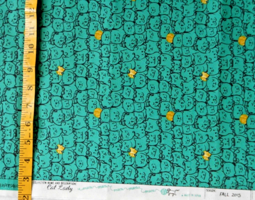 FABRIC - RJR SARAH WATTS CAT LADY "STACK-O-CATS" MADE IN JAPAN - 1.72 YDS - NEW