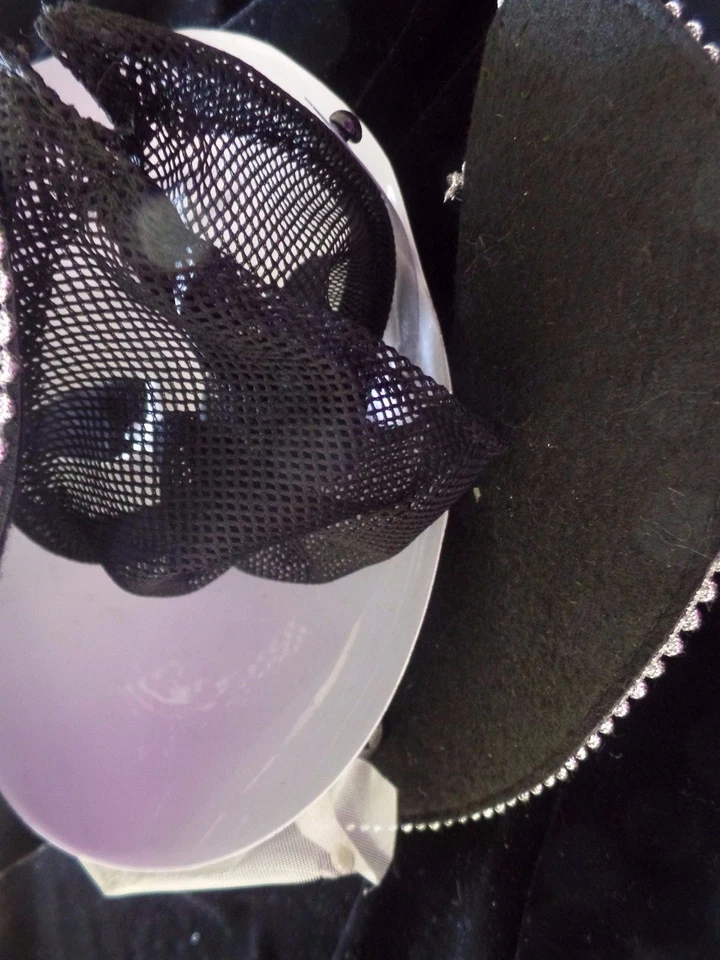 mens NICE NEW NWTSILVER BLACK GLITTER PIRATE FACE MASK BLACK HAT HALLOWEEN @@ - Image 2 of 2