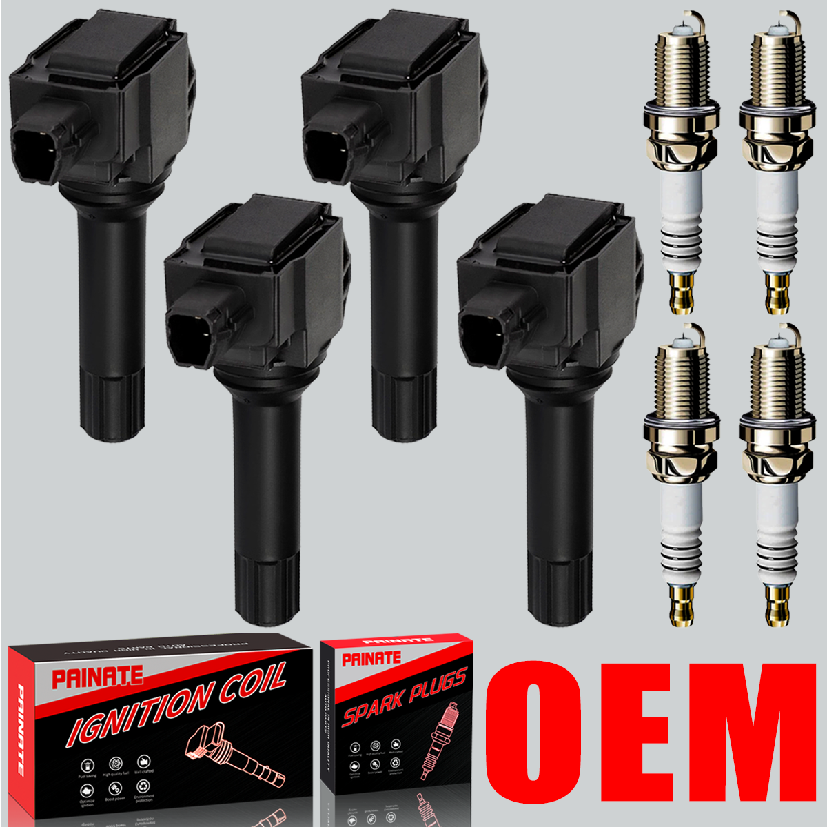 Brand 4X OEM Ignition Coil & Iridium Spark Plug Kit for Subaru Forester Legacy UF747
