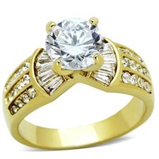 14k Yellow Gold Plated Round Baguette Wedding Ring