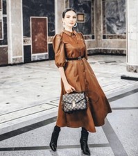 Zara Dress Faux Leather Size S Brown