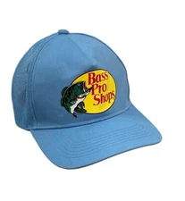 Bass Pro Shop Gone Fishing Trucker Style  SnapBack Cap Hat Blue