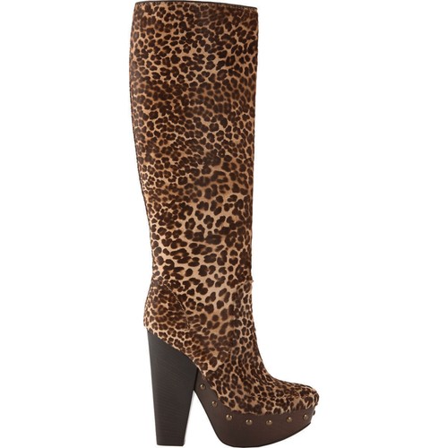 NEW $3,240 LANVIN LEOPARD PRINT CALFSKIN STUDDED PLATFORM BOOTS 38.5 - 8.5 - Picture 2 of 4