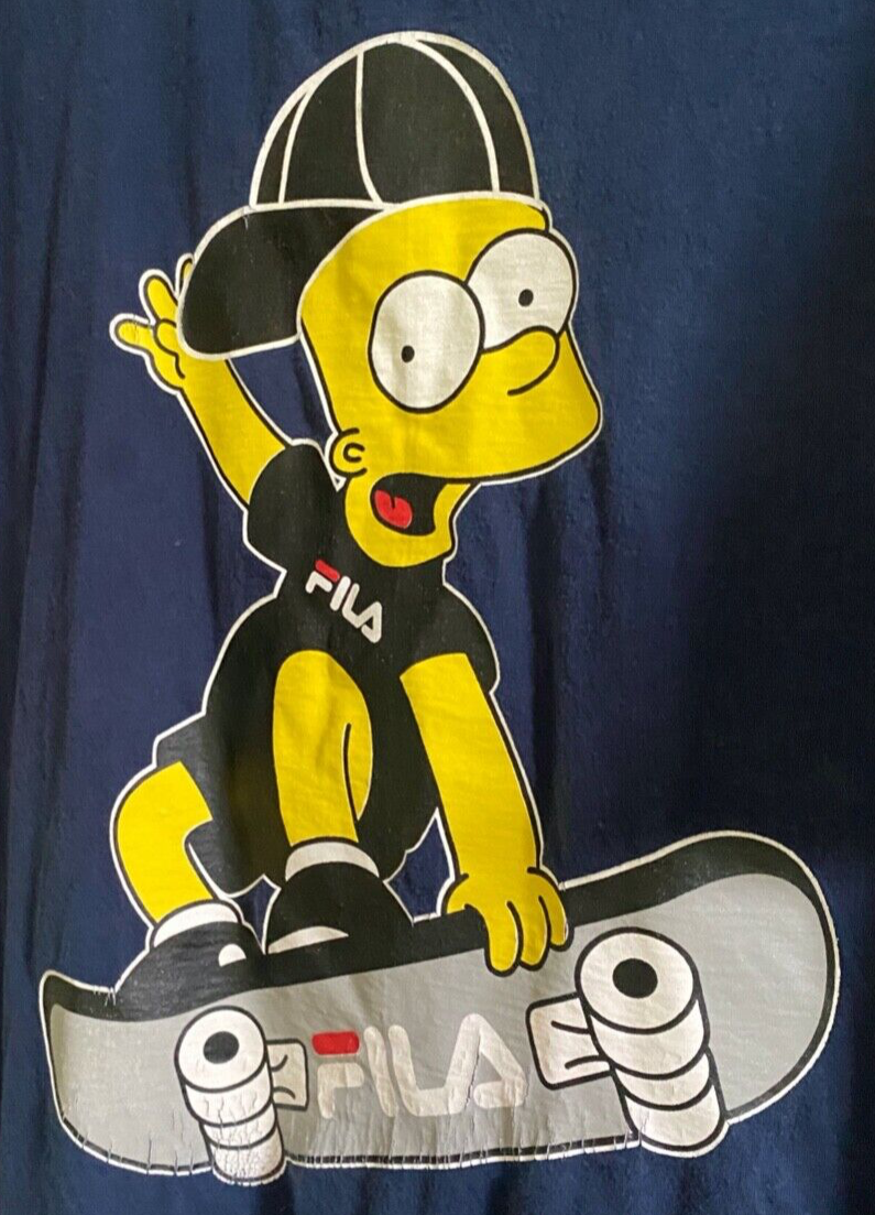 RARA T SHIRT DA SKATEBOARDING ANNI '90 FILA x BART SIMPSON TAGLIA L