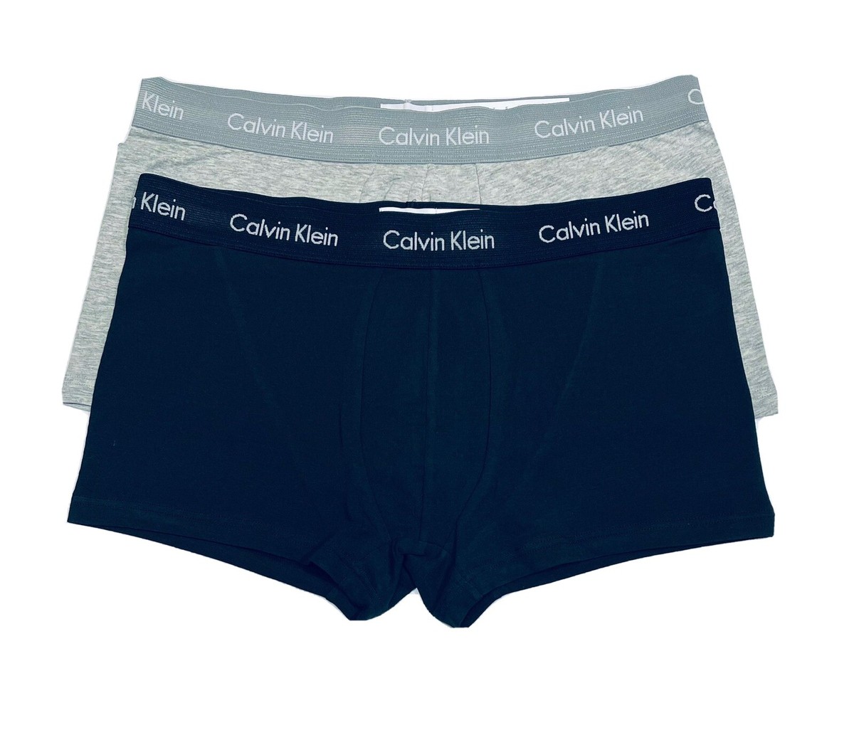 Calvin Klein Men's Logo Cotton Boxers Twin Pack (Grey/Black) RRP