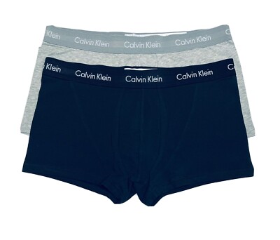 Calvin Klein Herren Boxershorts Logo Cotton Doppelpack (Grau/Schwarz) UVP 36£