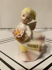Vintage Sanmyro November Angel Figurine 4” Tall
