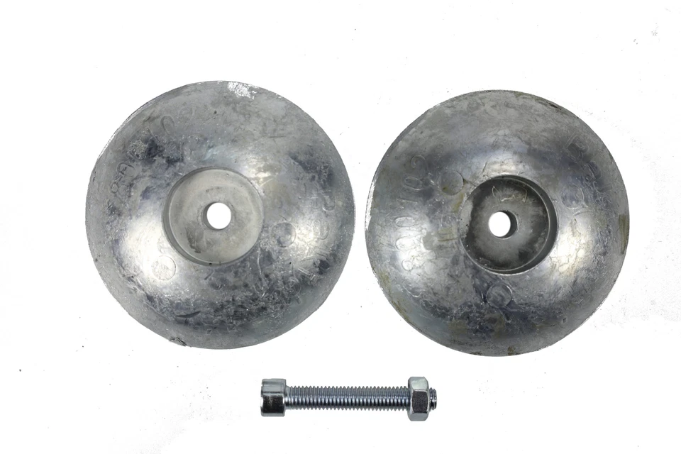 SIEHE ARTIKELBESCHREIBUNG 2 x Ruderblattanode Telleranode Rundanode Anode 90 mm Zink mit Schraube