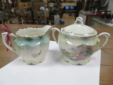 VINTAGE CREAMER & SUGAR BOWL W/ LID GERMANY L3 & 50 VINTAGE GLASSWARE