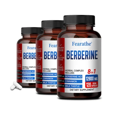FEARATHE BERBERINE 12800mg HIGH STRENGTH (30/60/120Capsules) IMMUNE CARDIOVASCULAR HEALTH