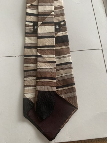 Vintage Henry Grethel Brown & Black Stripes Necktie Tie 100% Imported Silk USA - Picture 12 of 15