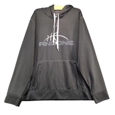 AND1 Men's Spell Out Pullover Graphic Hoodie Sweatshirt Black XL