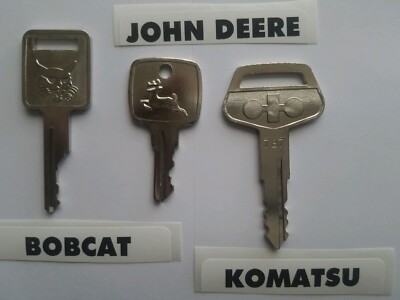 3 Heavy Equipment Key Set 3 Keys Bobcat / Case John Deere AR51481 Komatsu 787