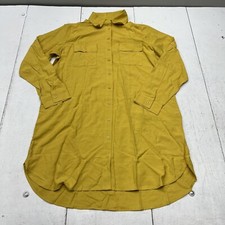 Yellow Long Sleeve Button-Up Shirt Dress Women's Size Medium NEW