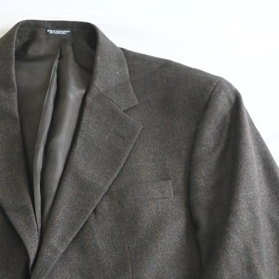 Chaqueta Blazer Abrigo Deportivo Oscar de la Renta 44L Marrón Lana Cachemira Franela Foto 2 de 4