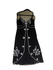 Vintage Black Slip Dress Deput Embellished Size 12 UK