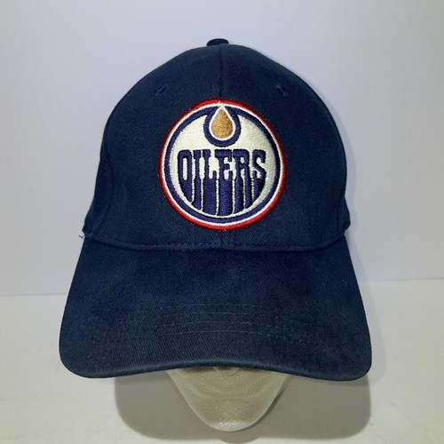Gorra de béisbol Edmonton Oilers talla L elástica azul marino algodón marcas HG NHL