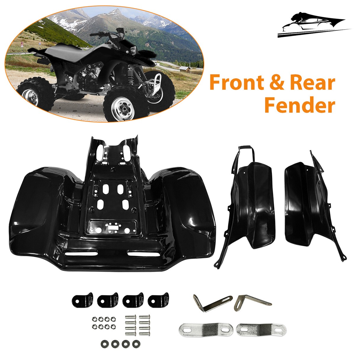 For Honda TRX 250R 1986-1989 Black Front and Rear Fender Set ABS