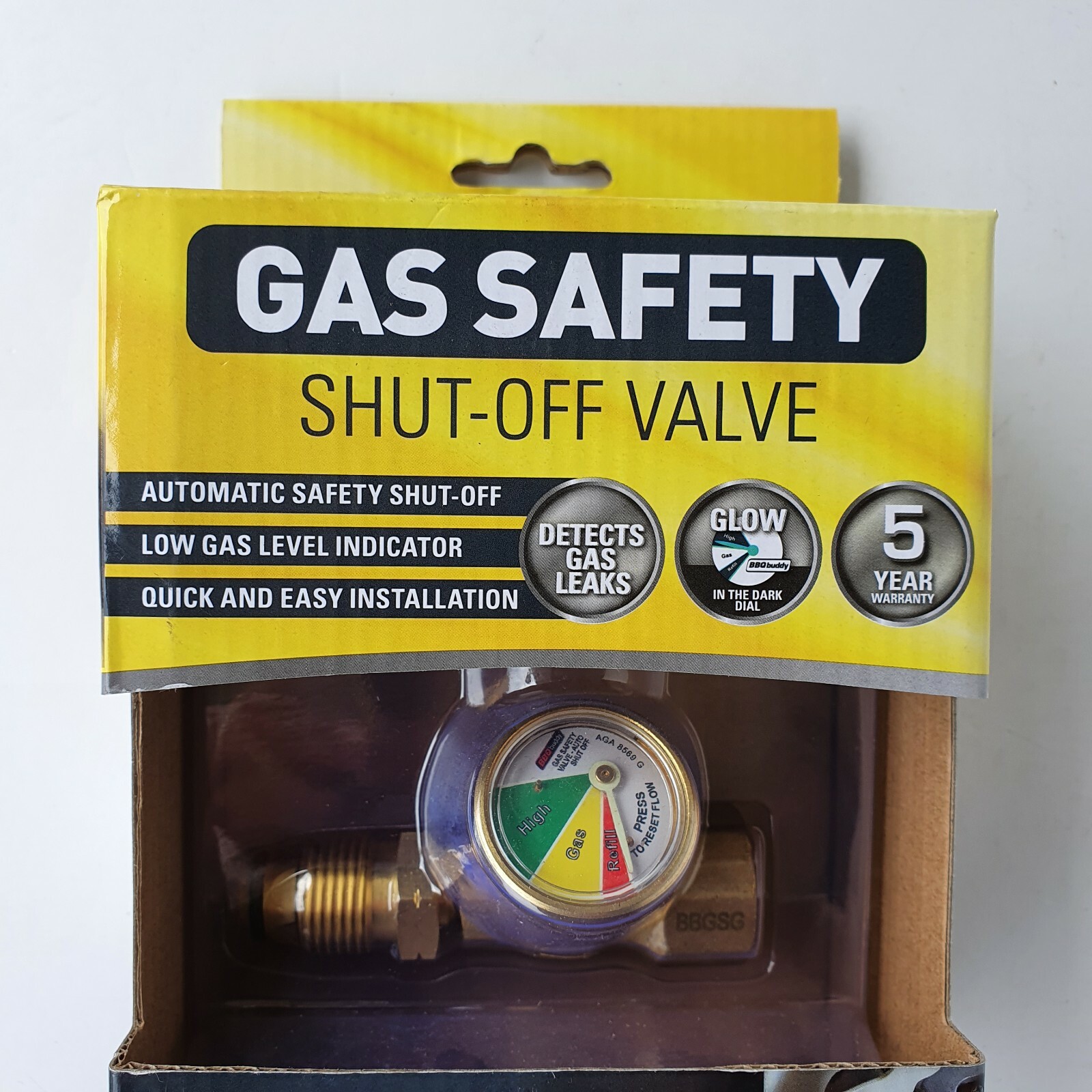 BBQ Buddy Gas Safety ShutOff Valve Leak Prevention Brass Safety Tank with Gauge eBay