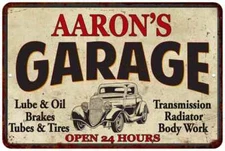 AARON'S Garage Personalized Man Cave Metal Sign Decor Gift 112180014080