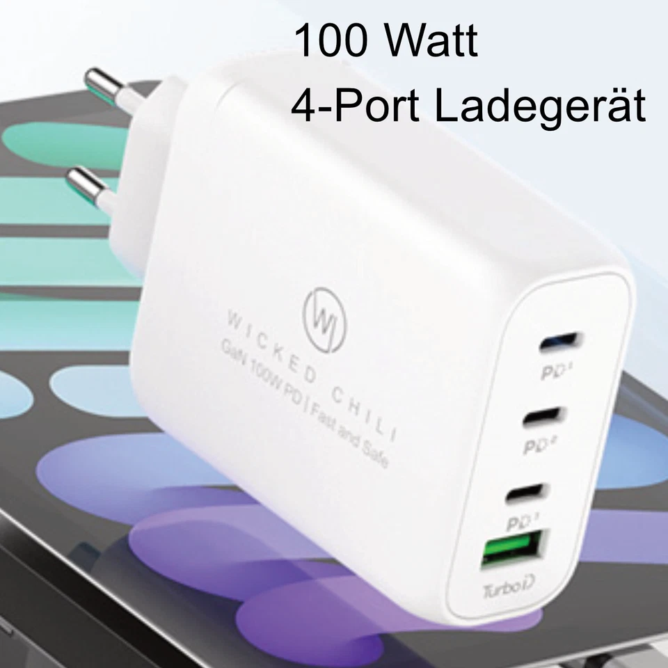 Wicked Chili 100W USB-C GaN III Netzteil Ladegerät iPhone 16 15 iPad MacBook Pro - Bild 4 von 4