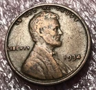 1934 Lincoln Wheat Cent Fine Condition Copper Coin Philadelphia US
