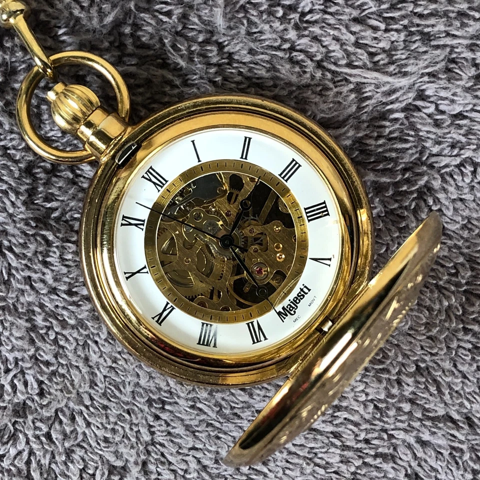 Vintage Majesti 17 Jewels Skeleton 47mm Mechanical Wind Pocket Watch - Image 4 of 4