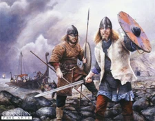 darek Ages Military art post card Viking longboat raid
