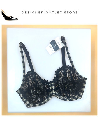 Marie Jo Balcony Bra Size UK 30F Ely Non Padded Vertical Seam Underwired - Black
