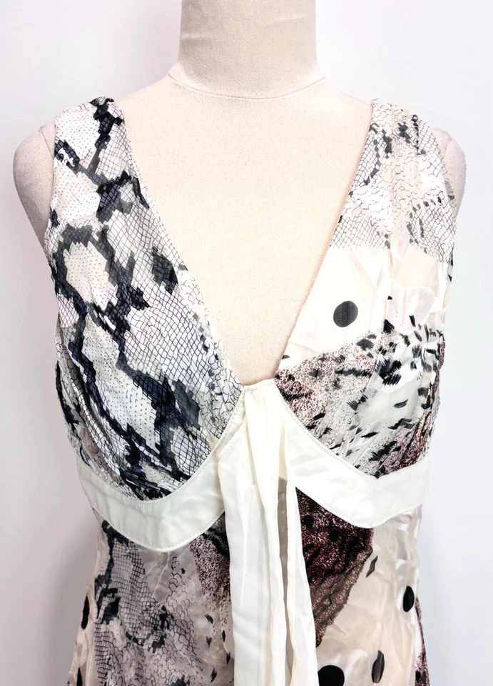 Blusa túnica Joseph Ribkoff para mujer 10 blanca estampado animal seda ocasión fiesta Foto 2 de 4