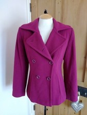 Milo Coats Womens Size 12 Wool Blend Bright Purple Double Breasted Smart Coat