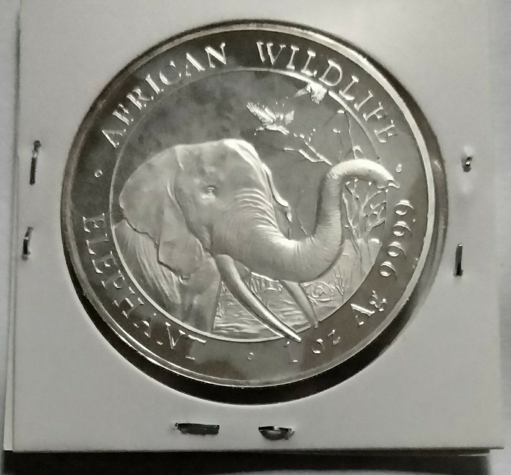 2018 Somali ELEPHANT 100 Shillings Silver Coin 1oz 999 Bavarian German *TONING*