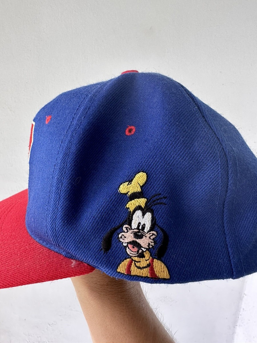 Vintage 90s Disney Goofy Snap Back Blockhead Hat Blue Red RARE Cap