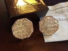  Vintage Gold Rupee Coin Cufflinks Assam States India - Lakshmi - Alva Museum