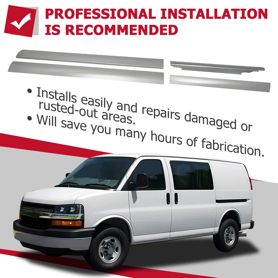 HECASA For Chevy Express GMC Savana Van 1996-2014 Rocker Panel Left & Right Side - Image 3 of 4